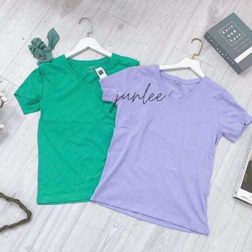 Áo Thun Trơn Nữ Cổ V - Cổ Tròn Nữ Basic 100% Cotton Thoáng Mát, Thấm HÚt Mồ Hôi. | BigBuy360 - bigbuy360.vn