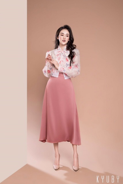 Chân váy xoè dáng dài 70cm chất liệu tuyết mưa