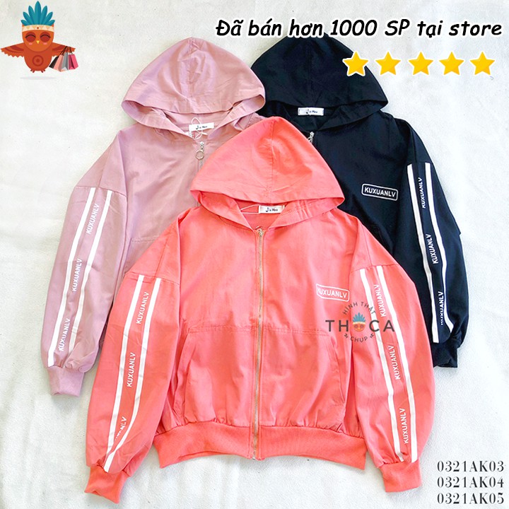 Áo khoác kaki mũ trơn tay viền sọc THOCA HOUSE freesize nhiều màu phù hợp che nắng đi học, đi làm