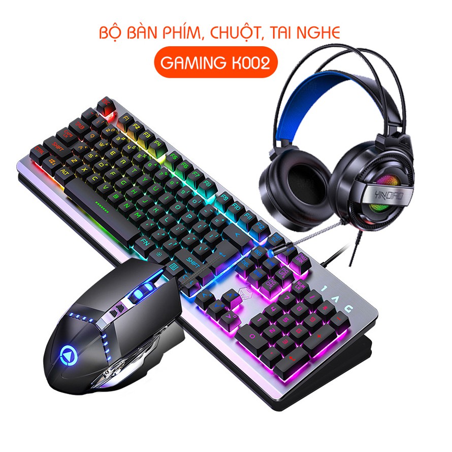 Combo Bộ Bàn Phím Gaming 1AC K002 (16 Hiệu Ứng Led RGB), Tai nghe Gaming Led, Chuột Gaming Led G3Pro