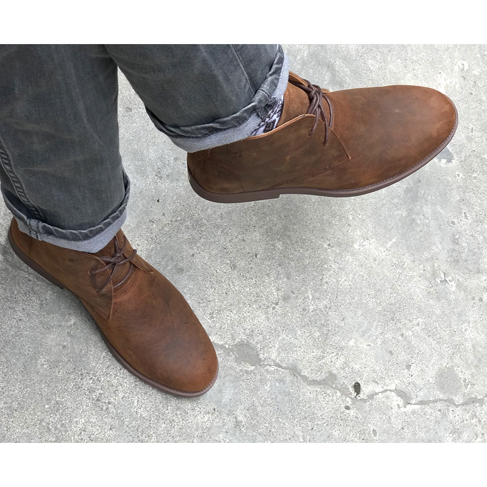 Giày cao cổ nam da bò sáp ngựa điên cao cấp phong cách bụi bặm Chukka Boots Mad Brown
