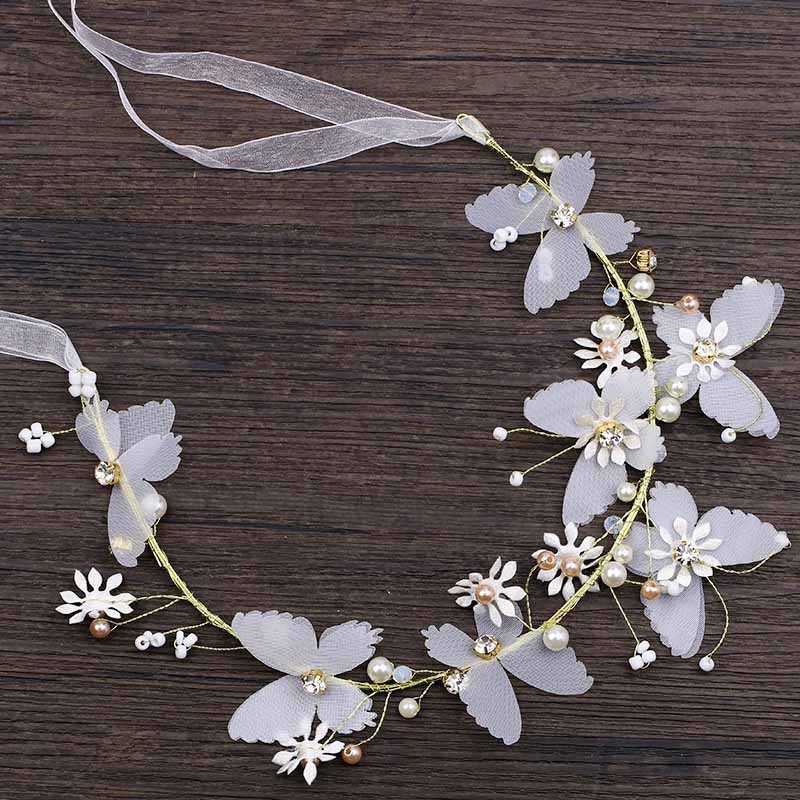 Cài tóc buộc đầu đính hoa bướm và ngọc trai nữ tính