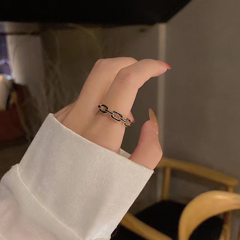 Nhẫn Đeo Tay Bằng Kim Loại Tráng Men Kiểu Retro Hàn Quốc Dễ Thương