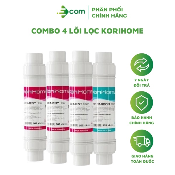 Combo 4 lõi lọc Korihome 3 lõi Sediment, 1 lõi PreCarbon