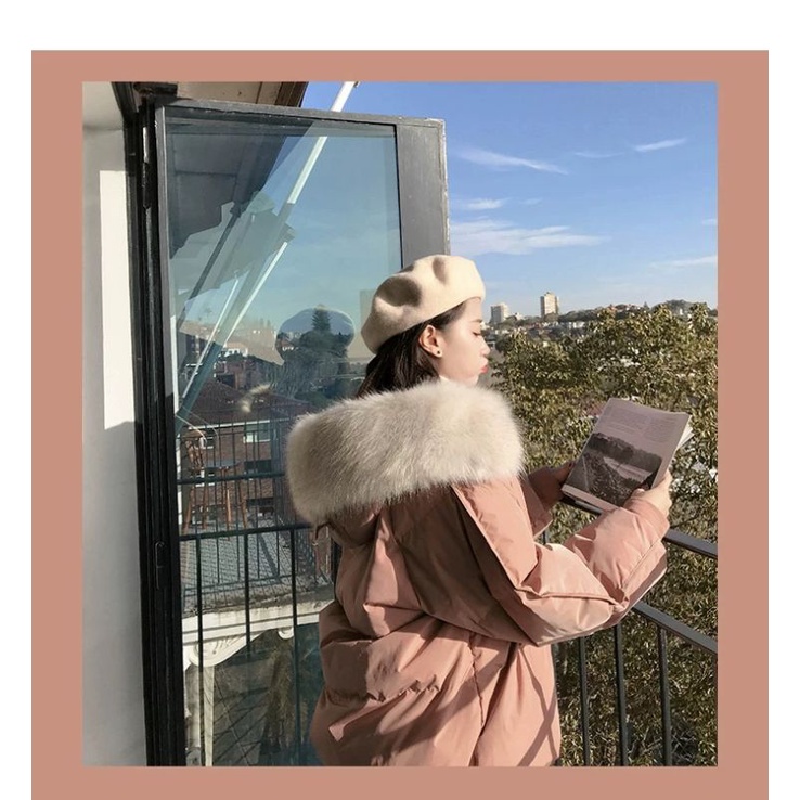 ÁO PHAO NỮ MŨ LÔNG THÂN NGẮN TAY VIỀN GÂN