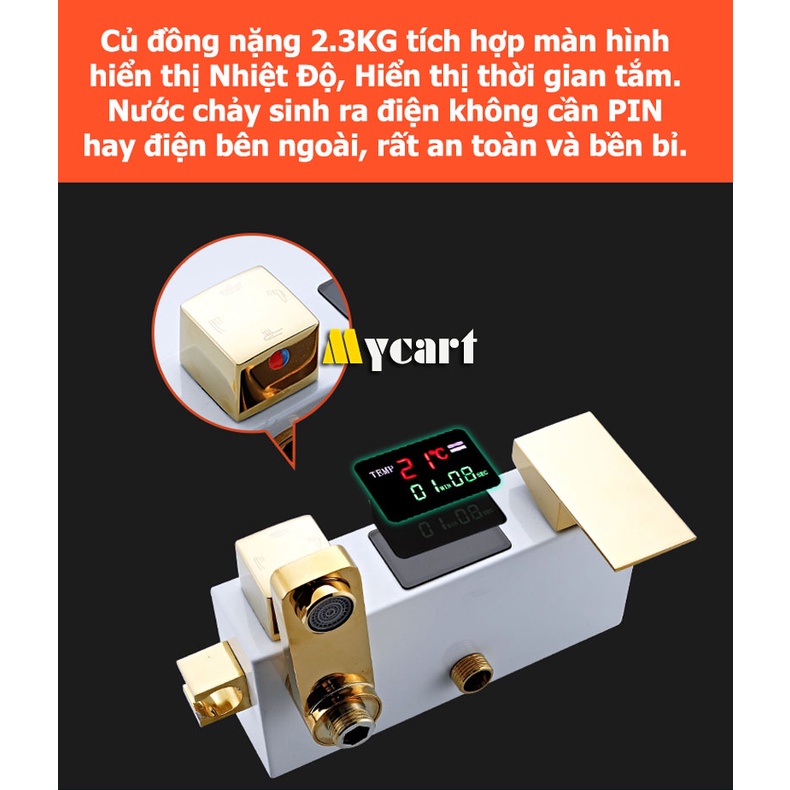 Bộ sen vòi tắm đứng, Sen cây tắm đứng Hiển thị LED nhiệt độ - Máu Trắng Ống HCN