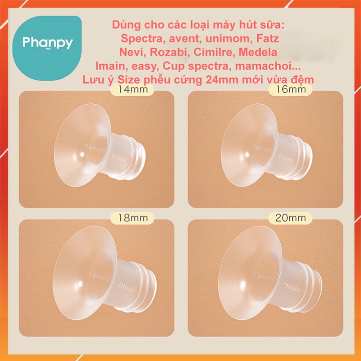 Đệm Giảm Size Phễu Silicone Phanpy Size 14/16/18/20mm dùng cho nhiều loại máy hút sữa ( giá 1 cái )