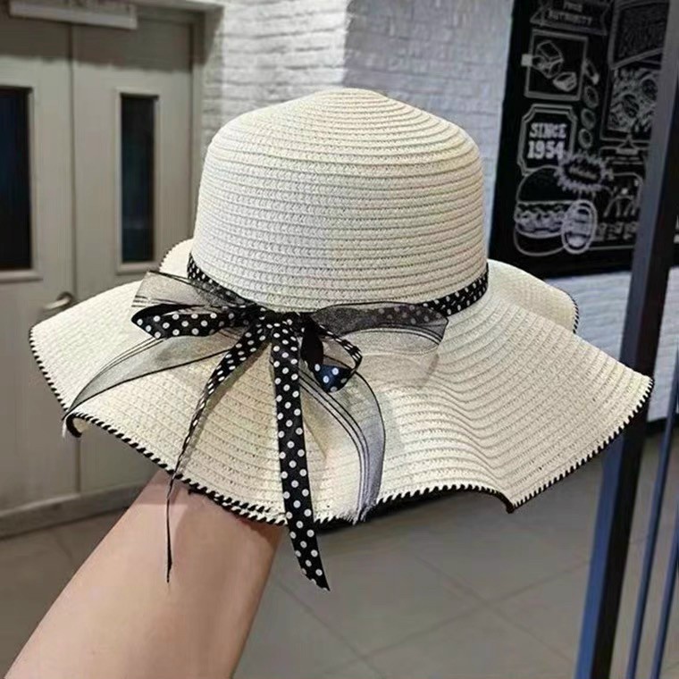 PVN44624 Mũ Cói, Nón Cói Vành Rộng Thắt Nơ Đi Biển Cho Nữ Giá Rẻ