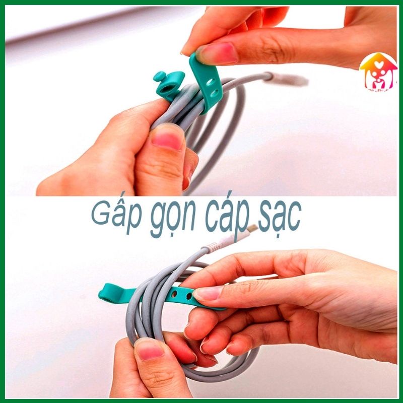 Bộ 4 dây đai silicon gấp gọn chống rối cáp sạc và tai nghe nhiều màu