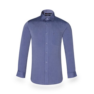 Áo sơ mi nam Khatoco tay dài họa tiết màu xanh mã A1MD468T1-CNMK017-2204-D