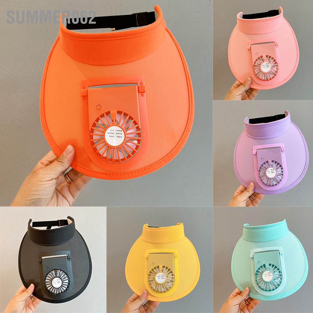 [Hàng Sẵn] Mũ mùa hè cho trẻ em với quạt USB có thể sạc lại che nắng rộng vành du lịch biển 【Summer062】