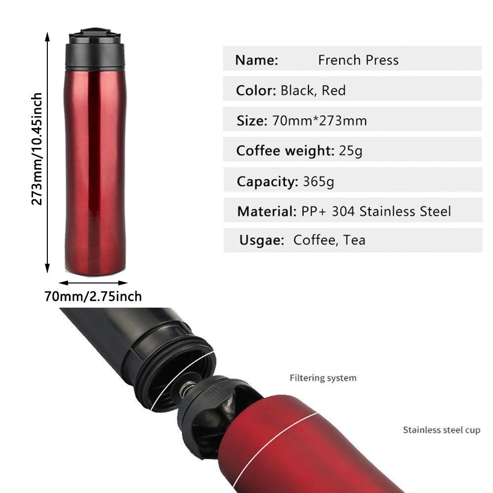 KRNY Máy Pha Cà Phê Espresso Kiểu Pháp 350ML Chịu Nhiệt Kèm Bộ Lọc Tiện Dụng