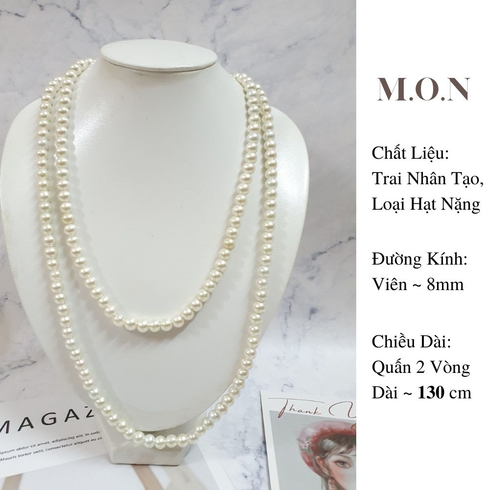 Chuỗi Vòng Cổ Ngọc Trai Dài Nhân Tạo Quấn 2 Tầng, 3 Tầng Mix Áo Dài Truyền Thống, Cổ Phục, Áo Bà Ba