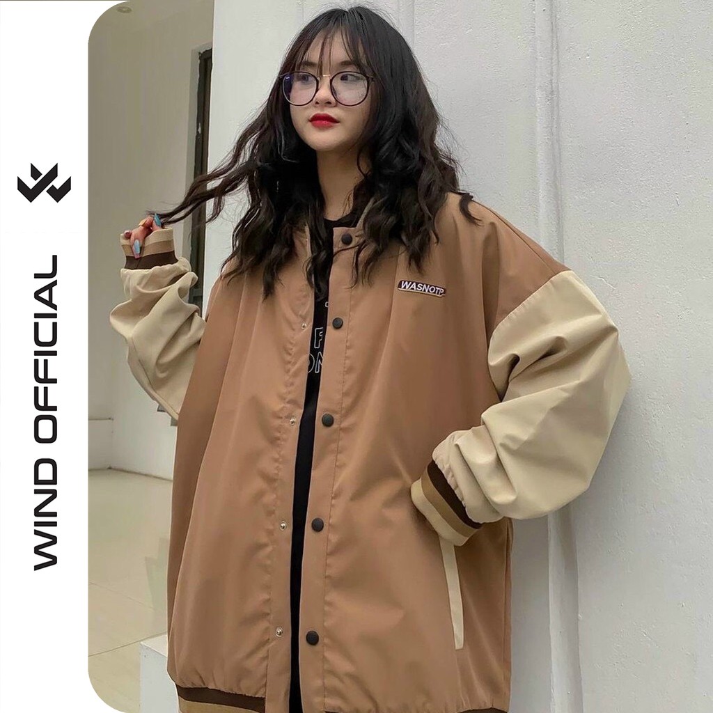 Áo khoác dù bomber Wind unisex form rộng Wanstop bóng chày oversize ulzzang