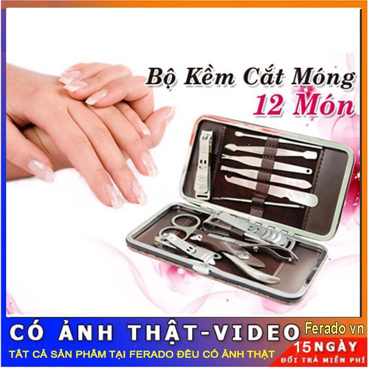 Bộ Cắt Móng Tay 12 Món Thép Inox Fullbox
