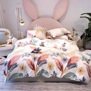 Set chăn ga gối cotton living hoa bằng lăng