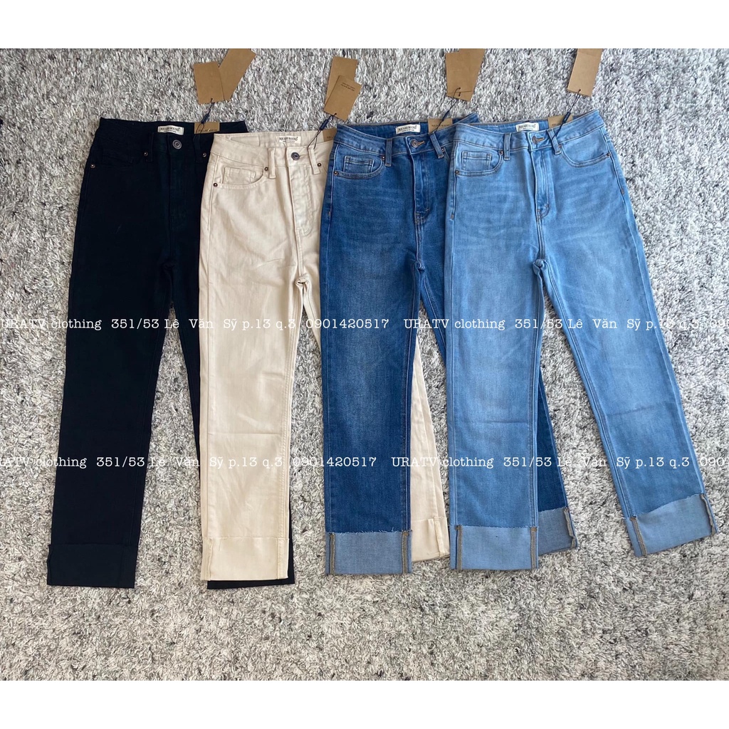 Quần jeans ống đứng lật lai lưng cao 6 màu URATV
