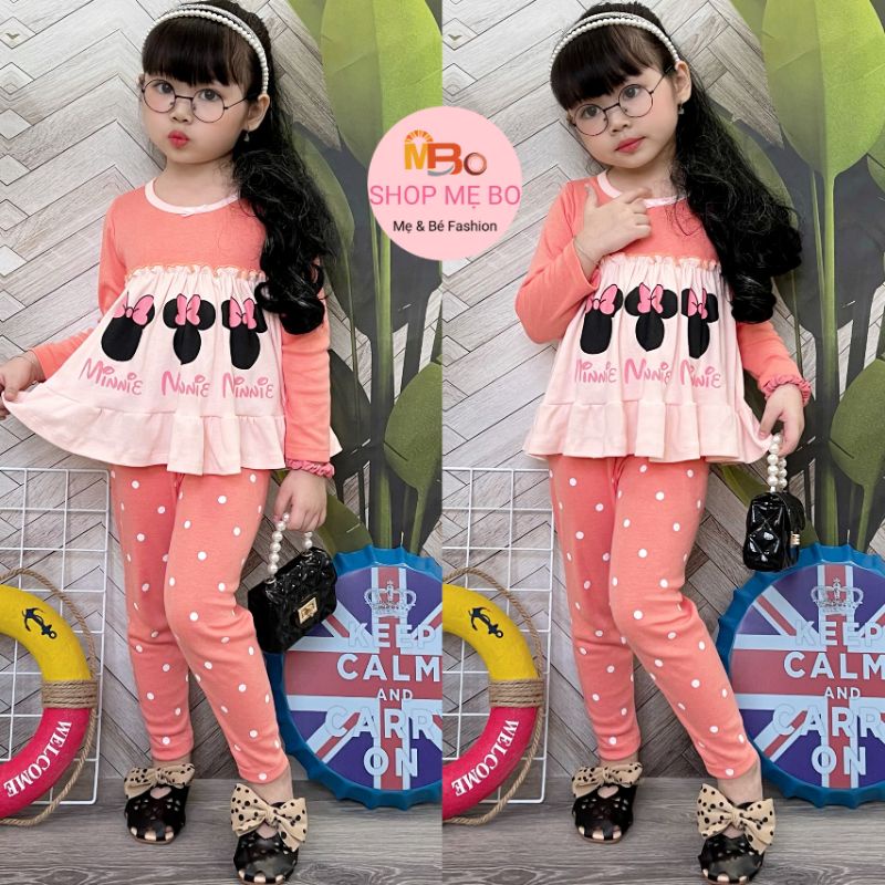 HOT - TREND bộ dài tay bèo baby doll bé gái in hình đẹp