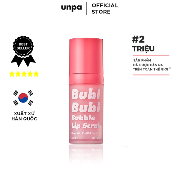 Tẩy tế bào chết môi Bubi Bubi dạng gel sủi bọt mùi dâu tây Unpa Bubble Lip Scrub Red 10ml Unpa Official Store