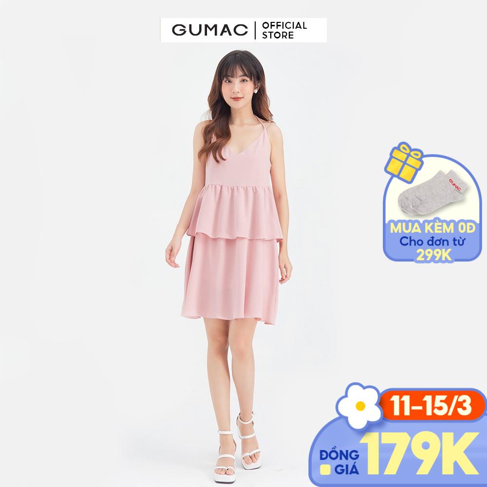 [Mã WABRGU50 giảm 10% đơn 250K] Đầm suông nữ 2 dây bèo tầng GUMAC DB634 | BigBuy360 - bigbuy360.vn