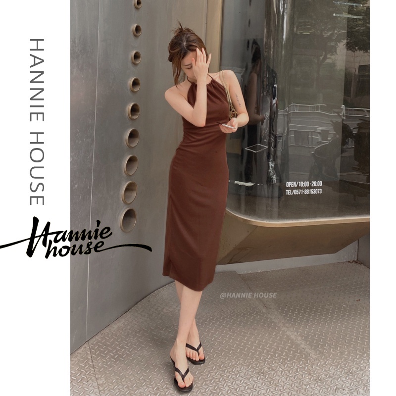 Đầm dệt kim hở lưng cổ điển gợi cảm cho nữ
