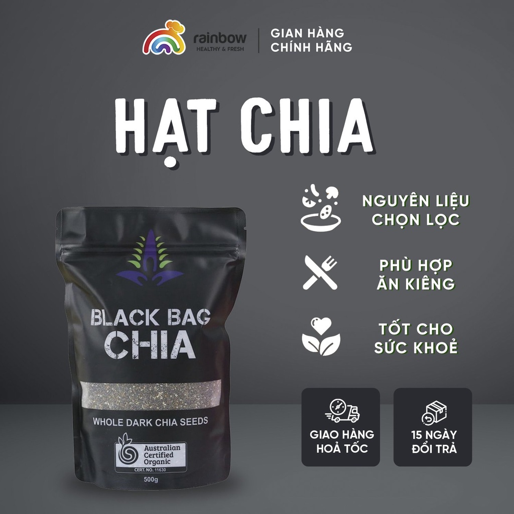 Hạt Chia Hữu Cơ Rainbow Chuẩn Organic Chất Lượng Sạch - Đều - Đẹp