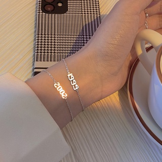 Vòng Tay/Lắc Chân Bằng Thép Không Gỉ Mặt Hình Số Năm Mới 2022 Thời Trang Cho Nữ