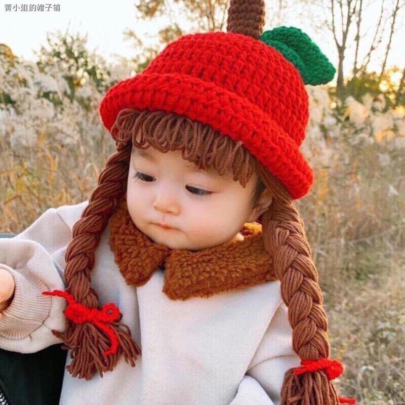 Mũ len thắt bím tóc handmade dễ thương cho bé