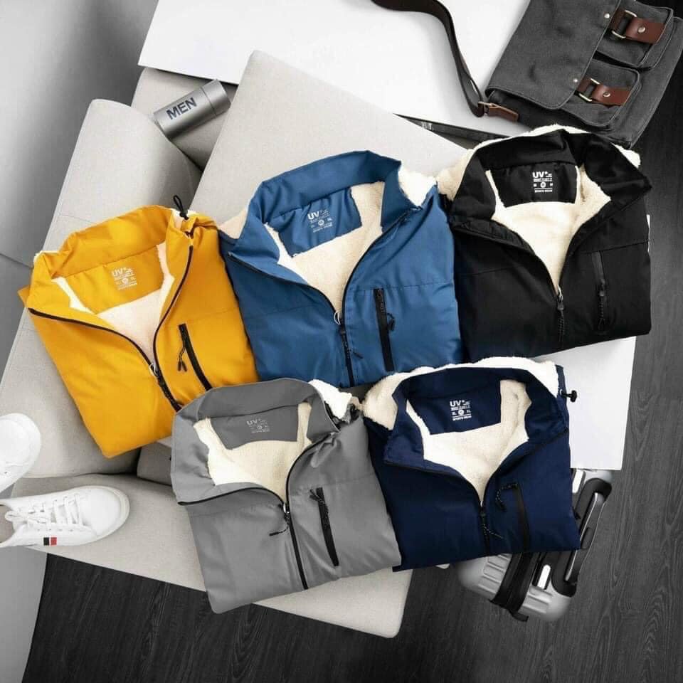 Áo gió tráng bạc lót lông cừu mẫu mới unisex