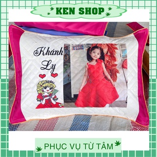 Gối in tên bé in hình theo yêu cầu khách 35*50cm