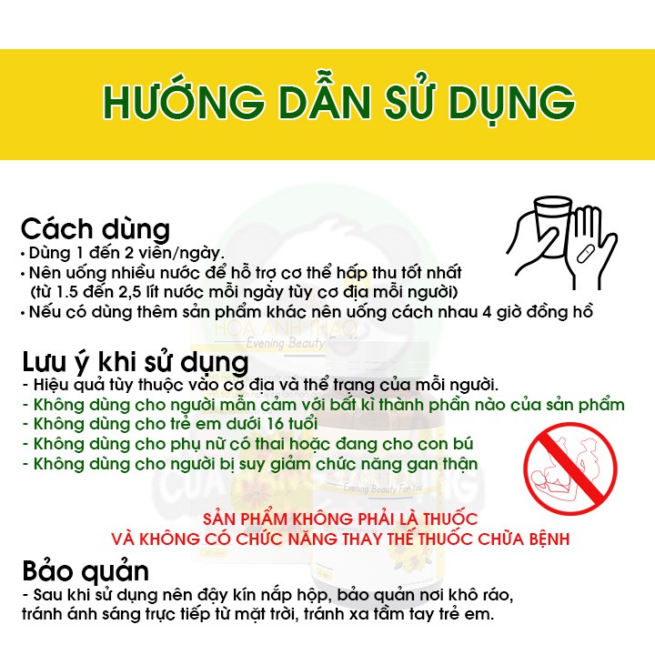 Viên uống đẹp da Hoa Anh Thảo giúp giảm mụn mờ thâm sạm nếp nhăn chống lão hóa da và tăng cường cân bằng nội tiết tố nữ