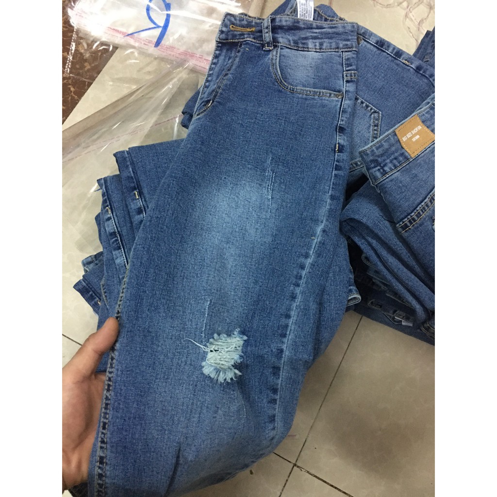 (50-95kg) Quần jean Baggy rách gối-Bigsize ngoại cỡ cho các Nàng mập-Jean co giãn cực tốt