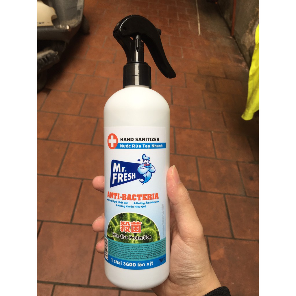 Chai xịt rửa tay nhanh/ khô  đa năng Mr. Fresh 500ml - 3600 lần xịt