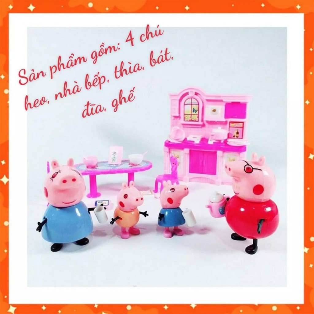 Đồ Chơi Nhà Bếp Gia Đình Heo Peppa Full Box Bộ Bàn Ghế Bếp Nồi Chảo