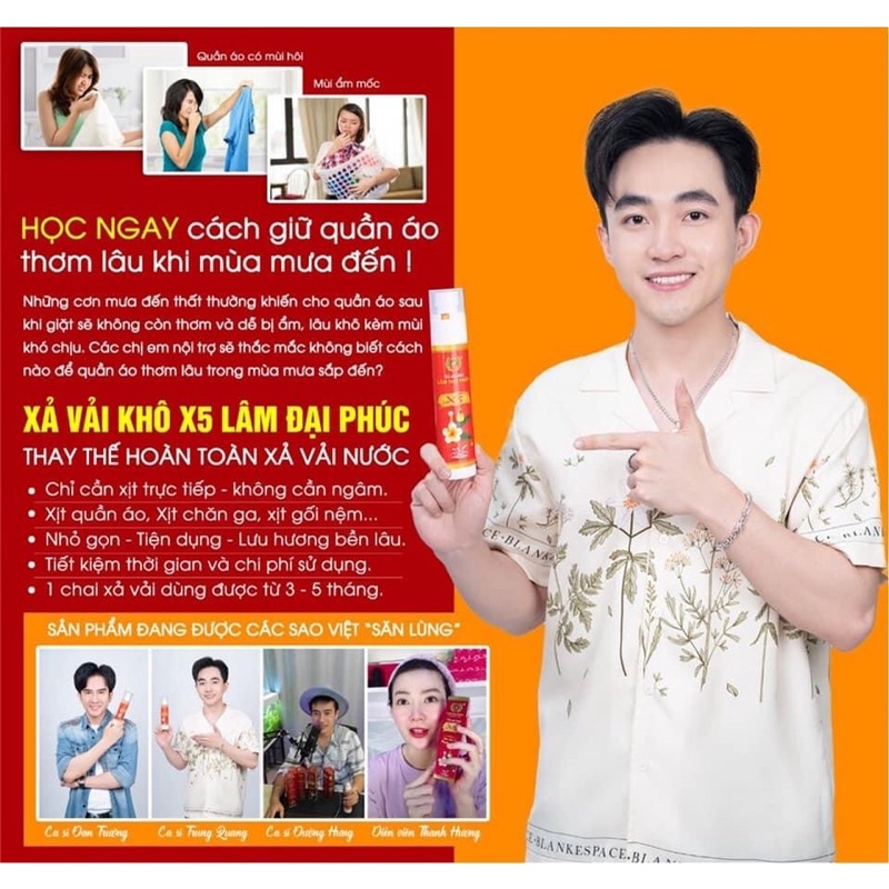 Mua 5 tặng 1 xịt xả khô, xịt thơm quần áo Lâm Đại Phúc, hương comfor, hương downy