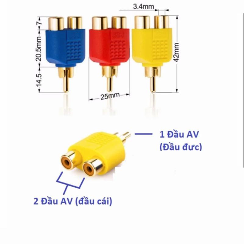 Đầu chia jack loa hoa sen AV /RCA 1 ra 2 (3 chiếc)