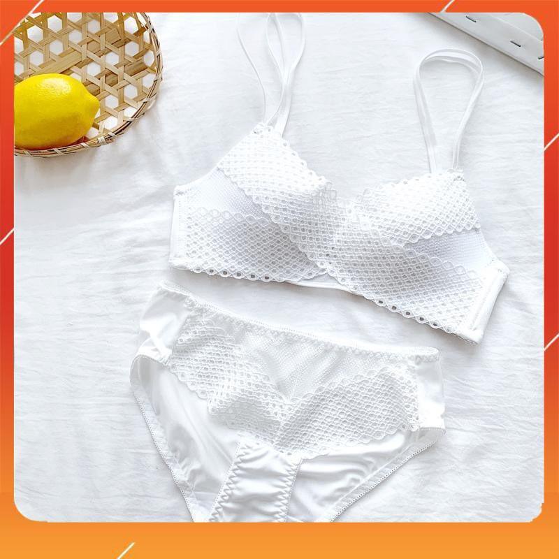 Set bộ đồ lót nữ phối ren áo không gọng, có đệm mút, quần phối màu sexy, Mã B19208
