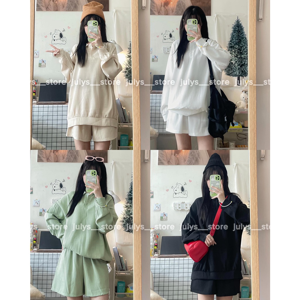 SET áo polo quần đùi thun tổ ong thể thao