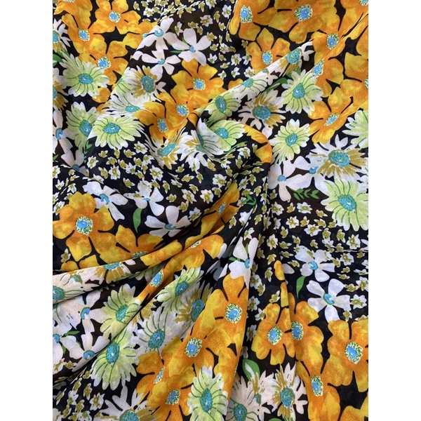 Vải voan Chiffon hoa cúc đều may áo kiểu đầm áo dài