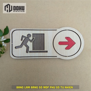 Biển Báo Lối Thoát Hiểm Bằng Gỗ 2 Lớp [DOHU342] Phong cách độc lạ - Có sẵn băng keo 2 mặt dán tường