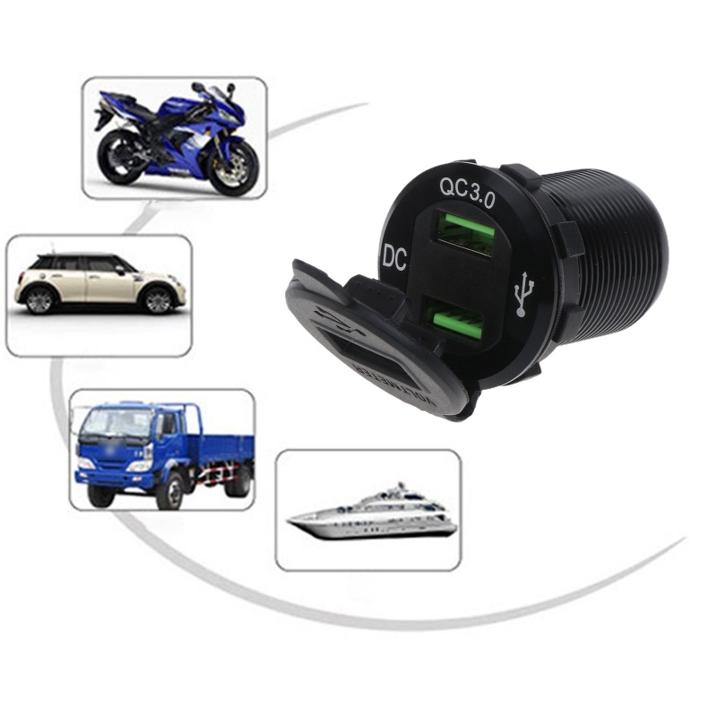Ổ Cắm Sạc Nhanh 12 24V 18W QC 3 0 USB Có Vôn Kế Kỹ Thuật Số Cho Xe Tải Moto