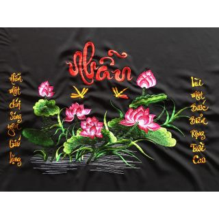 Tranh thêu vi tính thành phẩm chữ nhẫn