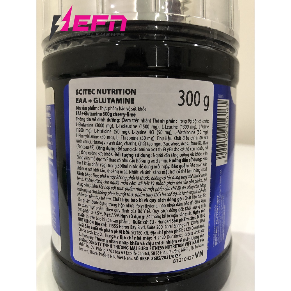 EAA + GLUTAMINE Phục Hồi Và Ngăn Ngừa Dị Hoá Cơ Bắp SCITEC NUTRITION hũ 300g - Chính Hãng