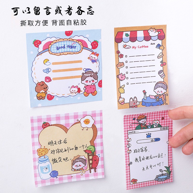 Giấy Note Ghi Chú 50 Tờ Nhiều Hình Ngộ Nghĩnh Tập Giấy Ghi Chú Giấy Nhớ Nhiều Màu Cute