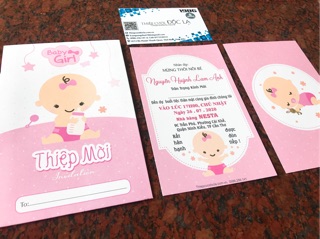 Thiệp Thôi nôi, Sinh nhật, Đầy tháng bé gái