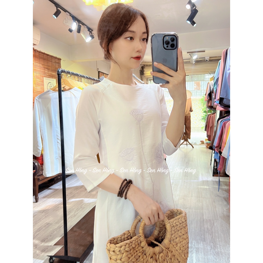 ÁO DÀI PHẬT TỬ ĐI LỄ CHÙA 4 TÀ - Set cách tân đi lễ #đồ lam nữ vải lụa tuyết - hàng thiết kế cao cấp