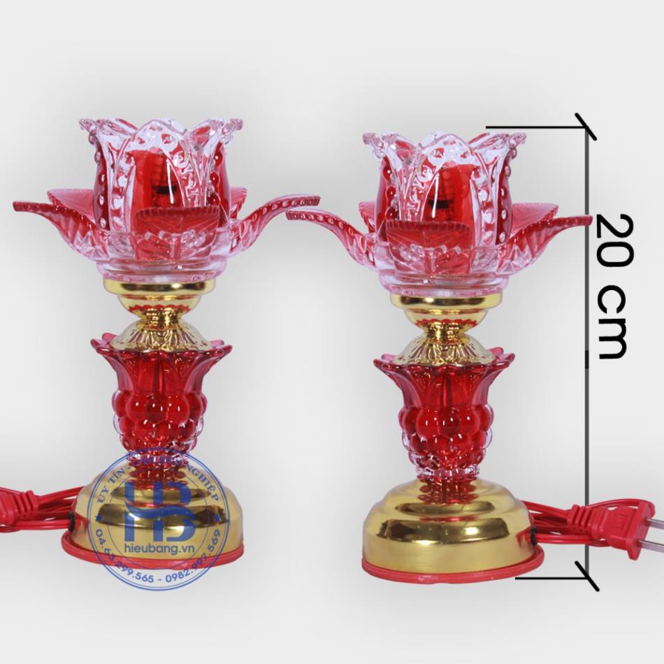 ĐÈN THỜ THỦY TINH SEN 1 BÔNG (1 Đôi)