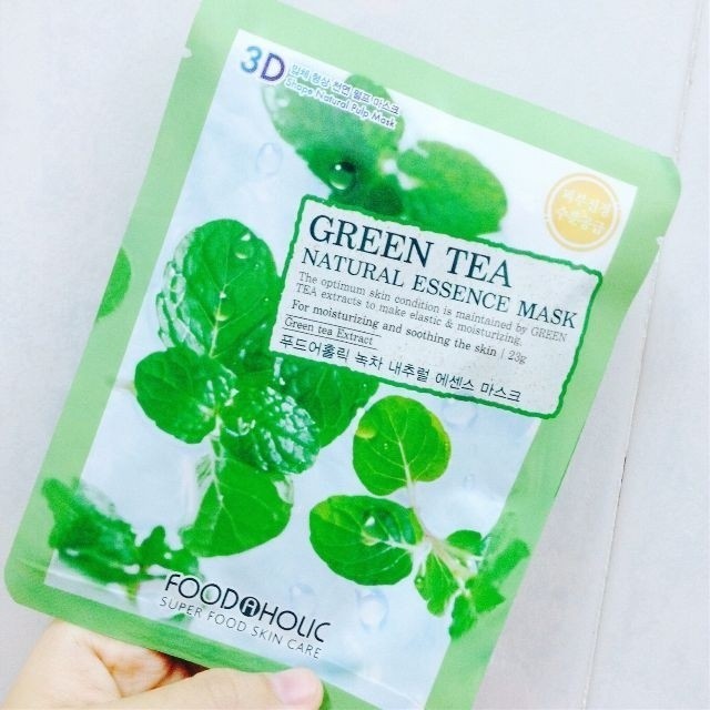 Mặt Nạ Ngừa Mụn, Giúp Da Căng Mịn Chiết Xuất Trà Xanh 3D Foodaholic Green Tea Natural Essence Mask 23ml