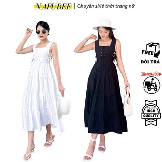 NAPUBEE Đầm Maxi Đan Dây Cổ U, Váy 2 Dây Bản To Dự Tiệc Thiết Kế OLIVIA DRESS