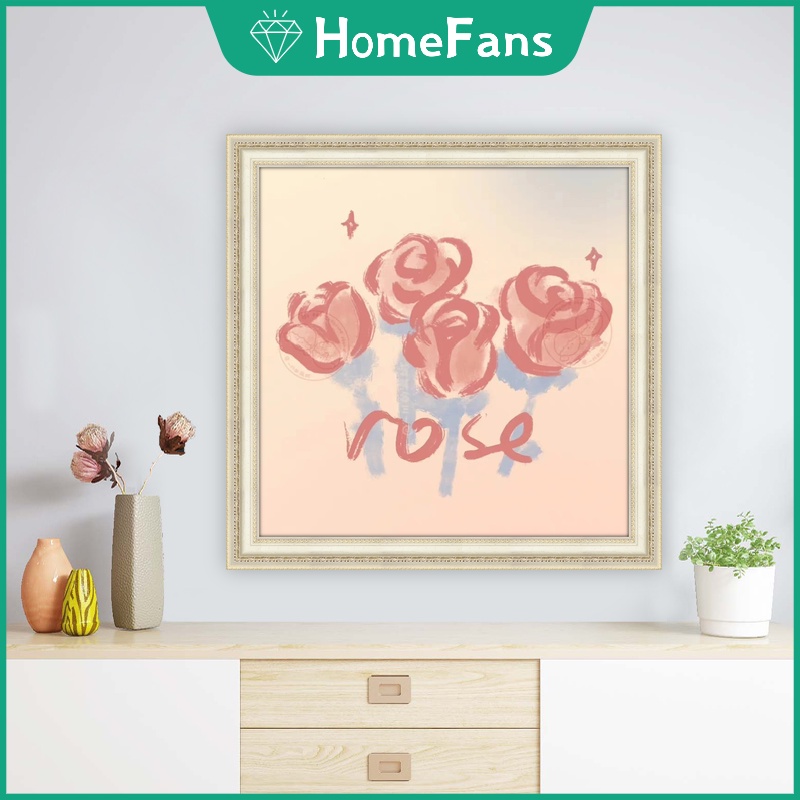 Bộ Tranh Đính Đá 5D Họa Tiết Hoa Hồng/ Cây Cối Độc Đáo Kích Thước 40x40cm/50x50cm DIY Dùng Trang Trí Nhà Cửa